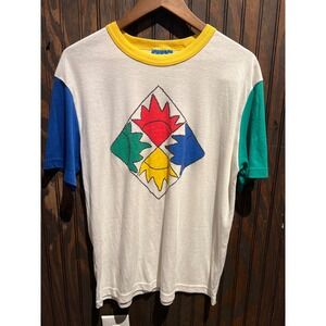Vintage 90s Birdie Colorblock Ringer T-Shirt Graphic Sunburst White XL 24x27